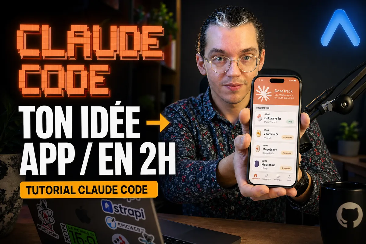 Virgile présente DoseTrack — vibecoder ton idée d'app mobile avec Claude Code en 2 heures