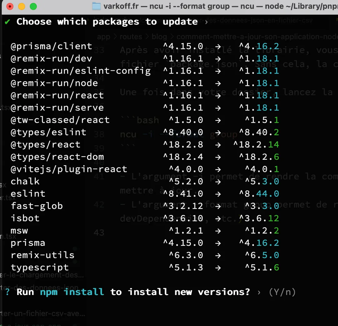 Comment mettre à jour son application nodeJS facilement avec NPM Check Updates ?