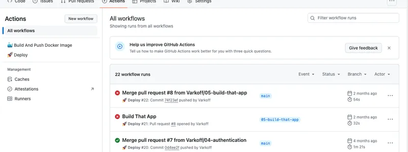 Voir nos actions Github