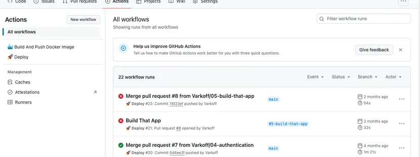 Voir nos actions Github