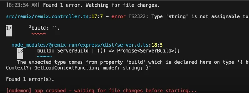 Erreur lors du lancement de notre application NestJS