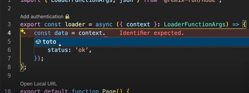 Notre context Remix.js possède maintenant l'autocomplétion depuis l'application NestJS
