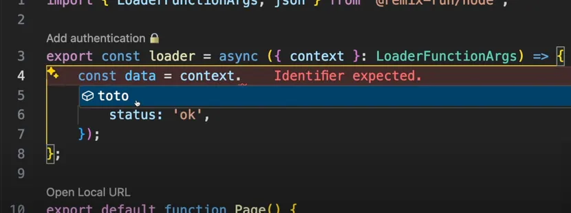 Notre context Remix.js possède maintenant l'autocomplétion depuis l'application NestJS