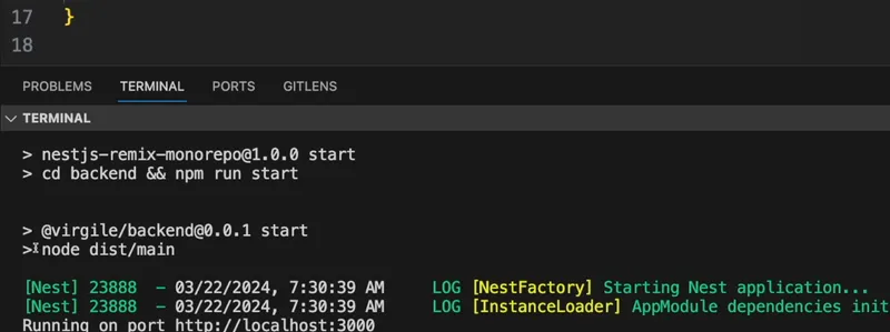 Notre application Remix + NestJS s'exécute avec succès !