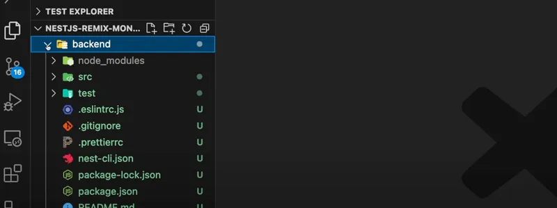 éditeur de code VSCode avec NestJS d'ouvert