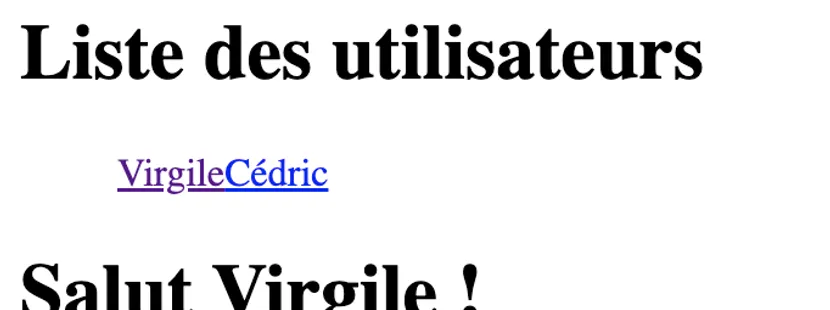 La route imbriquée s'affiche correctement