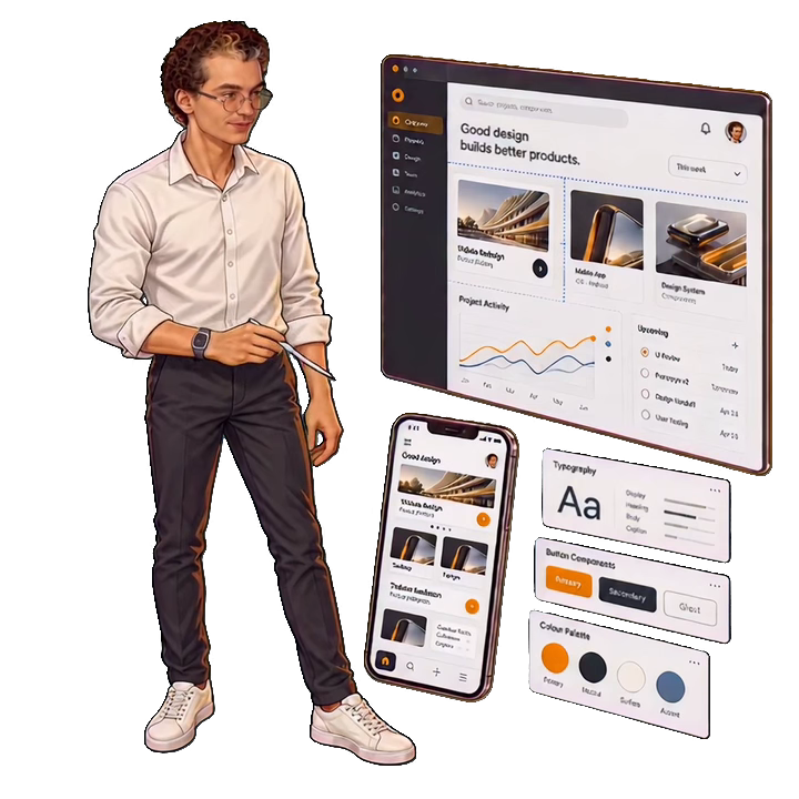 Virgile ajuste une interface et sa version mobile avec un stylet.