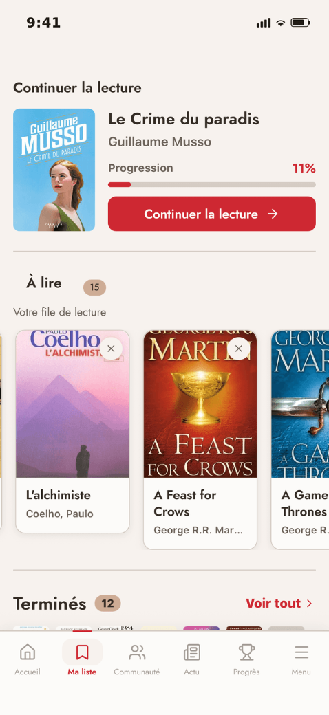 Le suivi de lecture dans Vread
