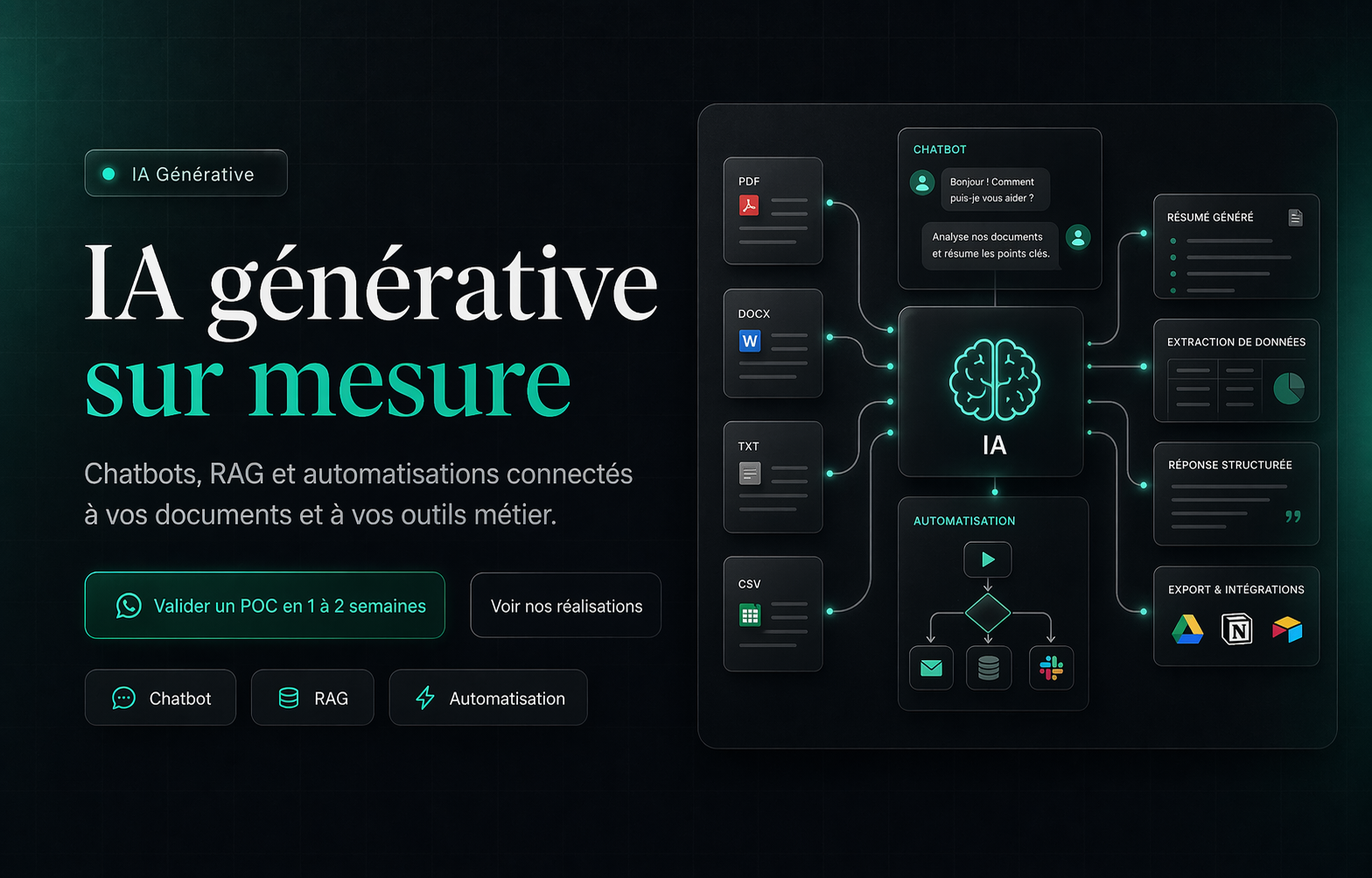 IA générative sur mesure : chatbots, RAG, copilots | Algomax