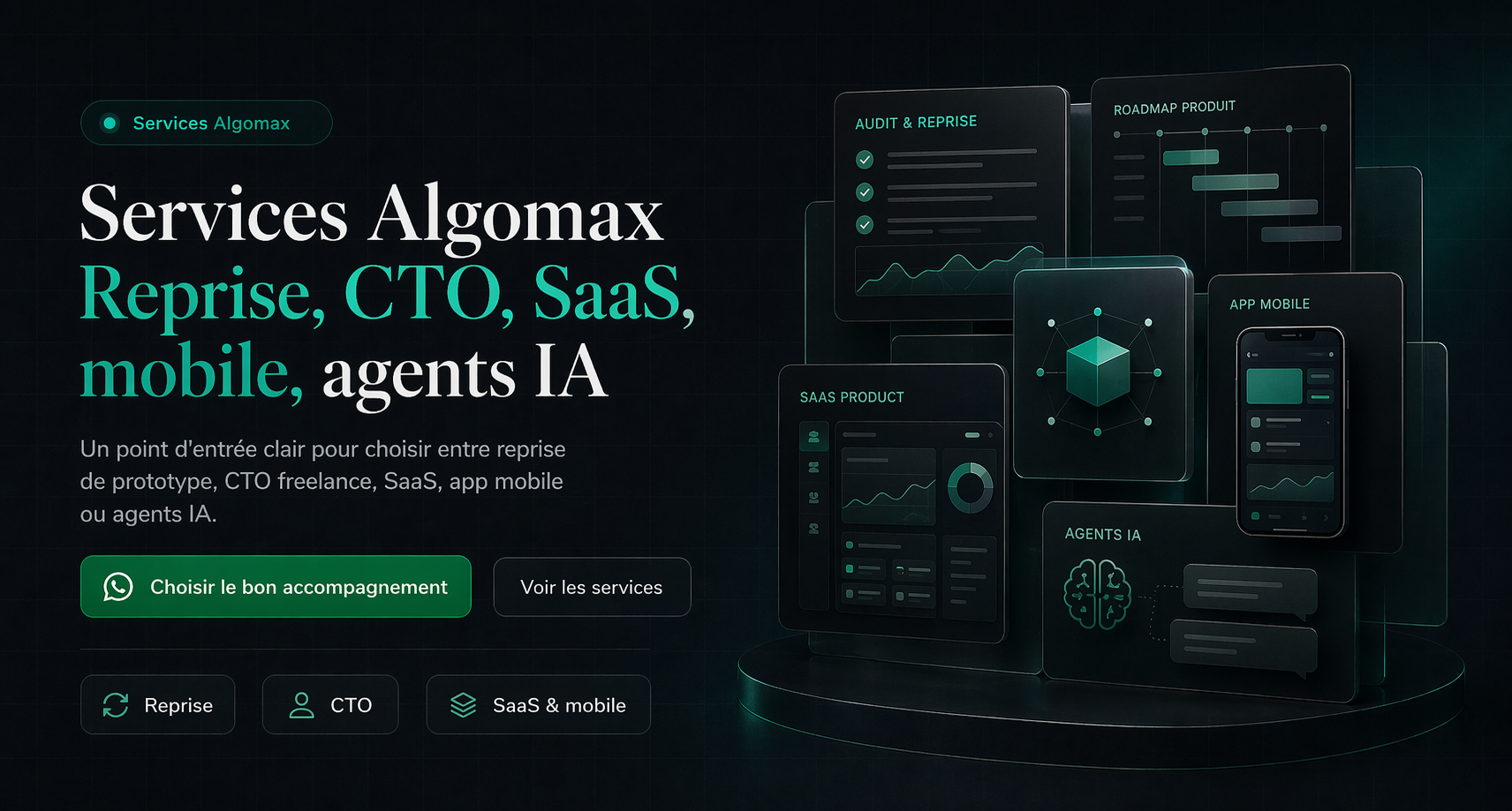 Services Algomax : reprise prototype, SaaS et app mobile